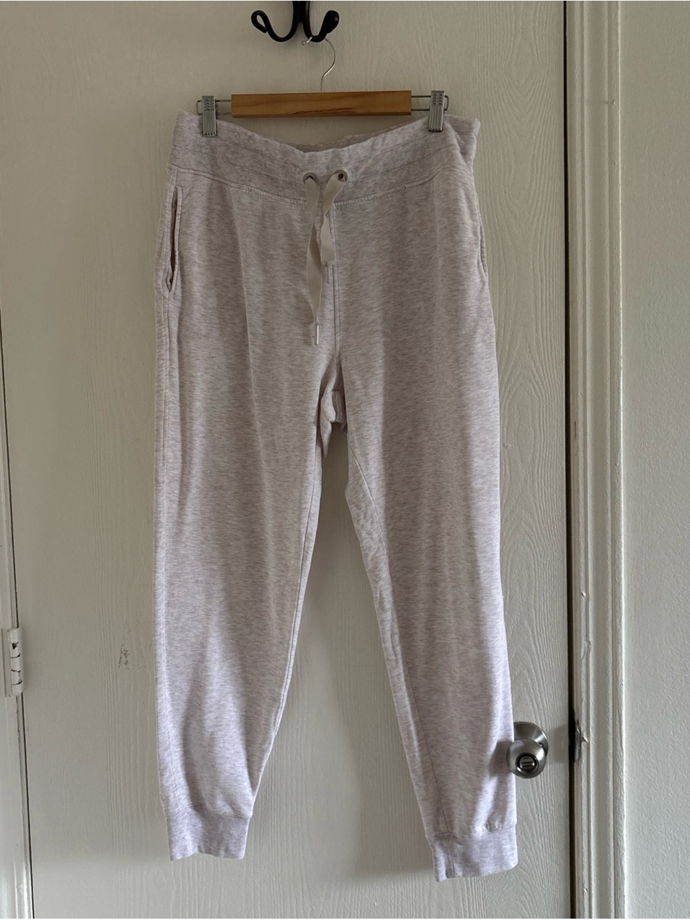 Athleta Large Heathered Mauve Blush Jogger Pants Soft Lounge Side Pocket